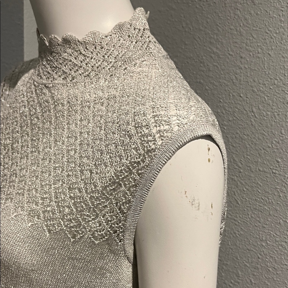 Elegant Silver Lace Women's Top Vintage st. John Size med beautifully made. - Picture 7 of 15